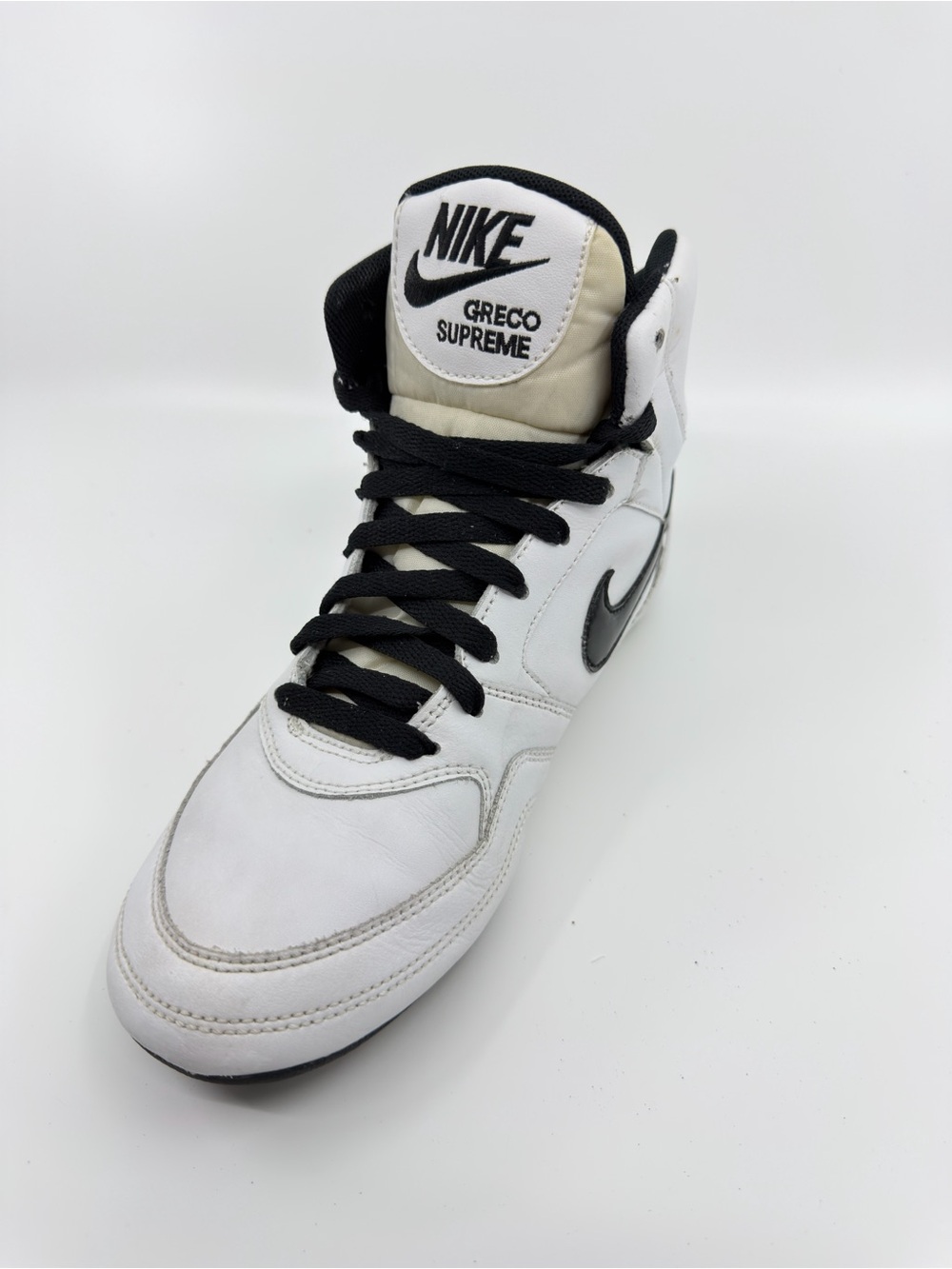 Vintage Nike Greco Supreme Wrestling Shoes Mens 8.5 White Black High Top Shoes - Picture 6 of 13
